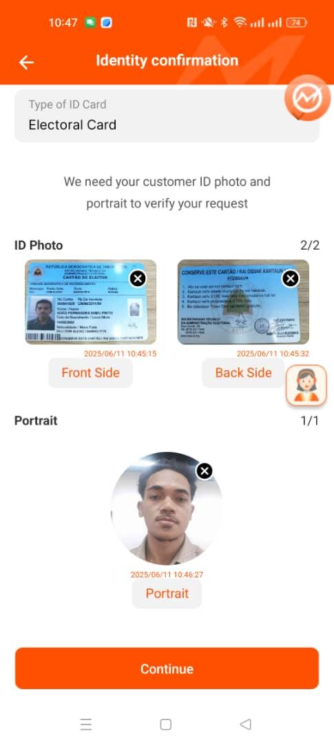 Fill the Identity Confirmation