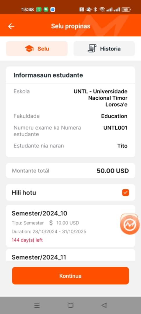 Fill the  Student Information
